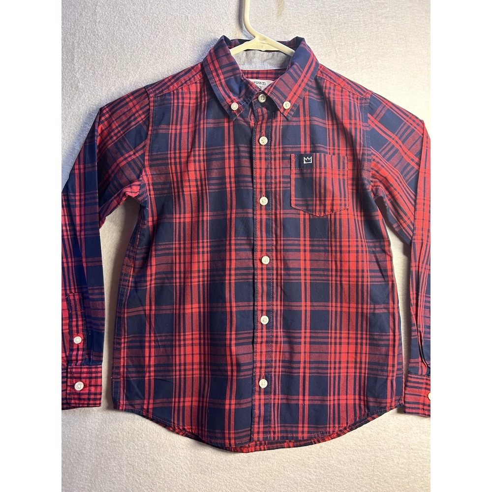Crown‎ & Ivy Boys Size 6 Red/Blue Plaid Long Sleeve Button-Down Shirt